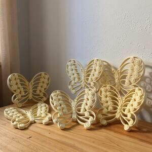 Vintage 1970s Burwood Homco Butterflies Wall Hangings Set of 5 3D USA Decor